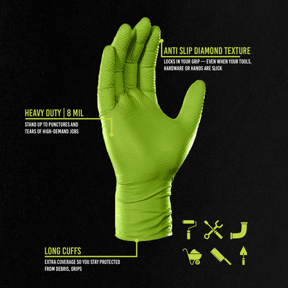 Nitrile 8 Mil Heavy-Duty Diamond-Textured Gloves